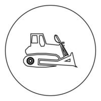 icona bulldozer colore nero in cerchio rotondo vettore