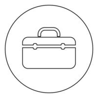 cassetta degli attrezzi icona professionale colore nero in cerchio rotondo vettore