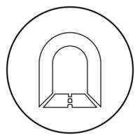 tunnel della metropolitana con icona strada per auto colore nero illustrazione in cerchio rotondo vettore