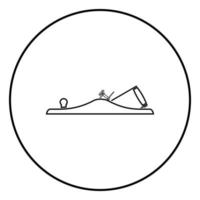 martinetto piano levigatura utensile falegname simbolo utensile manuale per falegnameria icona colore nero illustrazione in cerchio rotondo vettore