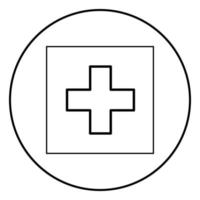 bandiera della svizzera icona contorno colore nero vettore in cerchio rotondo illustrazione stile piatto immagine