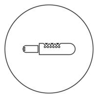 fast food francese hot dog icona in cerchio rotondo contorno nero colore vettore illustrazione stile piatto immagine