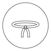 cintura sport da combattimento orientale cintura abbigliamento di combattente karate judo icona in cerchio rotondo colore nero illustrazione vettoriale contorno solido immagine stile