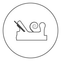 pialla da falegname con legno con legno da barba icona pialla da falegname in cerchio contorno rotondo colore nero illustrazione vettoriale immagine in stile piatto