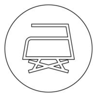 la stiratura vietata non è consentita con i simboli per la cura dei vestiti a vapore concetto di lavaggio icona del segno di lavanderia in cerchio contorno rotondo colore nero illustrazione vettoriale immagine in stile piatto