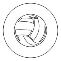 palla da pallavolo icona dell'attrezzatura sportiva in cerchio rotondo colore nero illustrazione vettoriale immagine contorno linea di contorno stile sottile