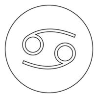 simbolo dello zodiaco del cancro icona del segno di gamberi colore nero nel cerchio rotondo vettore