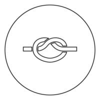 nodo corda nodo legato unisci concetto icona a cappio in cerchio contorno rotondo colore nero illustrazione vettoriale immagine in stile piatto