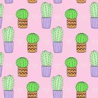 cactus disegnato a mano con motivo rosa senza cuciture cuori doodle. trama carina per San Valentino, bambini. vettore