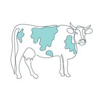 mucca disegnata a mano una linea animale logo design vettore