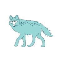 lupo disegnato a mano una linea animale logo design vettore