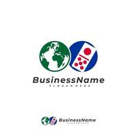 modello vettoriale del logo del mondo di domino, concetti di design del logo di domino creativo