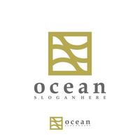 modello vettoriale del logo dell'onda dell'oceano, concetti di design del logo dell'onda d'acqua creativa