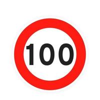 limite di velocità 100 rotondo icona del traffico stradale segno piatto stile design illustrazione vettoriale isolato su sfondo bianco.