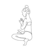 disegno a linea continua dell'illustrazione della salute vettoriale del concetto di yoga fitness di una donna. è la giornata internazionale dello yoga.