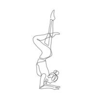 disegno a linea continua dell'illustrazione della salute vettoriale del concetto di yoga fitness di una donna. è la giornata internazionale dello yoga.