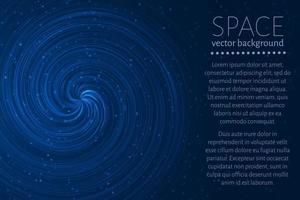 sfondo spazio ondulato blu scuro. banner cosmico a spirale incandescente con testo di esempio. illustrazione vettoriale futuristica. modello di progettazione facile da modificare.