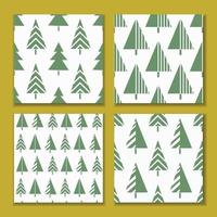 una serie di modelli senza cuciture di alberi di Natale stilizzati di forma semplice. vettore