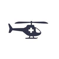 ambulanza aerea, icona di elicottero medico su bianco vettore