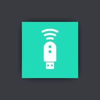 icona modem usb, pittogramma, 3g, 4g, segno modem lte, icona quadrata, illustrazione vettoriale
