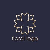 disegno del logo floreale, oro su scuro vettore