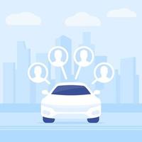 servizio di car sharing, noleggio auto in città, illustrazione vettoriale