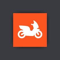 icona scooter, moto, pittogramma scooter, segno, icona quadrata, illustrazione vettoriale