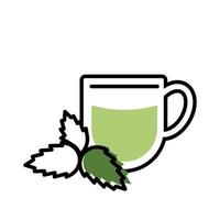 tè alla menta. concetto di icona linea tazza di tè. bevanda alle erbe al mattino. illustrazione vettoriale