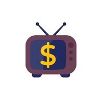 vecchia tv con dollaro, icona vettoriale