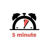 Concetto di tempo di cottura di 5 minuti. timer, sbrigati. illustrazione vettoriale simbolo di preparazione, isolato