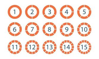 grafici a torta di 15 sezioni. circle diagram.infographic elementi rotondi. vettore