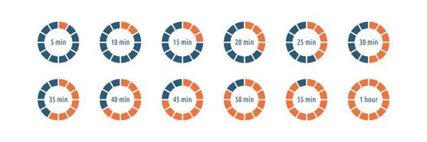sezioni timer, set di elementi infografici. tempo di cottura. illustrazione vettoriale su bianco