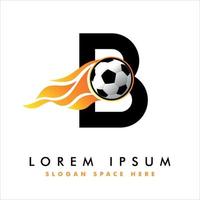 logo calcio calcio sul segno della lettera b. design del logo di calcio. vettore