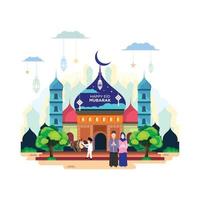 eid mubarak illustrazione design premium vettore