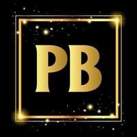 semplice eleganza lettera iniziale pb tipo logo segno simbolo icona, all'interno del quadrato. un affascinante elemento di design del logo. lettere d'oro isolate con sfondo nero.