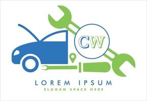 lettera cw con modello logo vettore servizio auto, logo riparazione auto, riparazione automobilistica, vettore auto eps 10