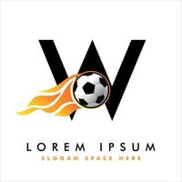 logo calcio calcio sul segno della lettera w. design del logo di calcio.