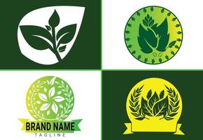 logo creativo foglia verde e modello di progettazione icona vettore