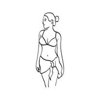 line art donna in bikini illustrazione vettore disegnato a mano isolato su sfondo bianco