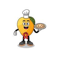 illustrazione del frutto del mango come chef italiano vettore