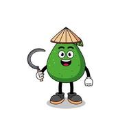 illustrazione del frutto di avocado come agricoltore asiatico vettore