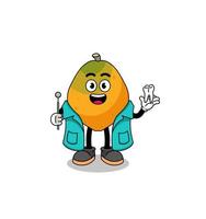 illustrazione della mascotte del frutto della papaia come dentista vettore
