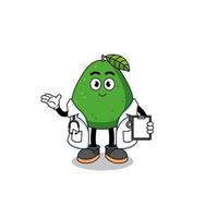 mascotte del fumetto del dottore della frutta di avocado vettore