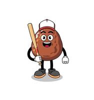 cartone animato della mascotte della frutta della data come giocatore di baseball vettore