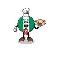 illustrazione della bandiera della nigeria come chef italiano vettore