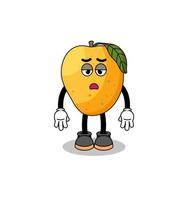 cartone animato di frutta mango con gesto di fatica vettore