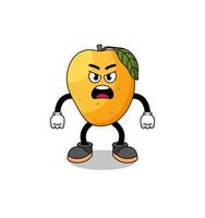 illustrazione del fumetto della frutta del mango con l'espressione arrabbiata vettore