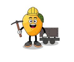 illustrazione della mascotte del minatore di frutta di mango vettore