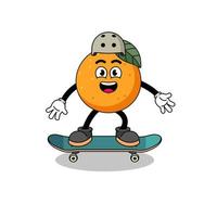 mascotte della frutta arancione che gioca uno skateboard vettore