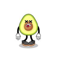 l'illustrazione della mascotte dell'avocado è morta vettore